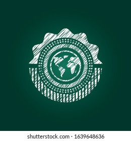 earth icon inside chalk emblem