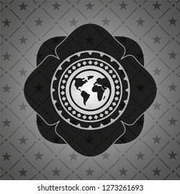 earth icon inside dark badge or emblem