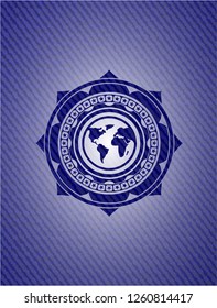 earth icon inside jean background