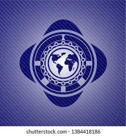 earth icon inside jean background