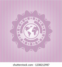 earth icon inside pink icon or emblem
