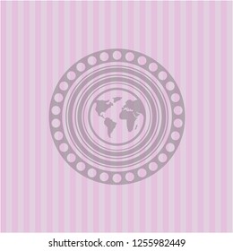 earth icon inside pink emblem