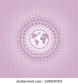 earth icon inside pink icon or emblem