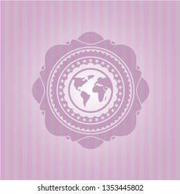 earth icon inside pink icon or emblem