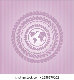 earth icon inside pink icon or emblem