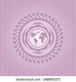 earth icon inside pink icon or emblem
