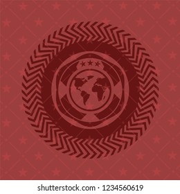 earth icon inside red emblem