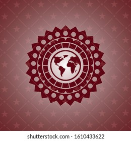 earth icon inside red emblem