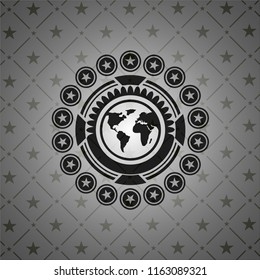 earth icon inside retro style black emblem