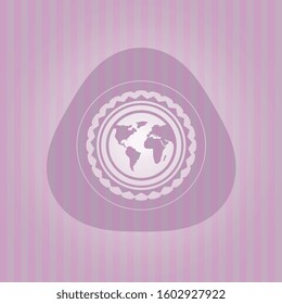 earth icon inside vintage pink emblem