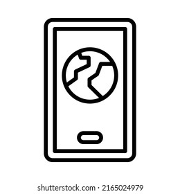 Earth Icon. Line Art Style Design Isolated On White Background