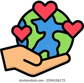 Earth Icon Lineal Color Vector Illustration
