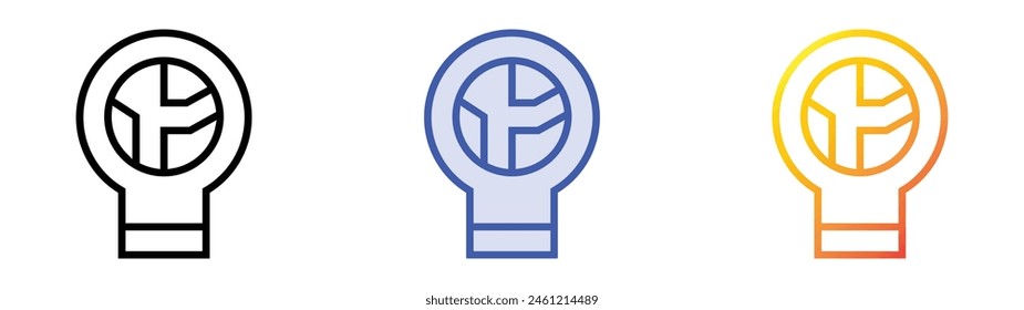 Erde-Symbol. Lineares, blaues Füllungs- und Verlaufsstil-Design auf weißem Hintergrund