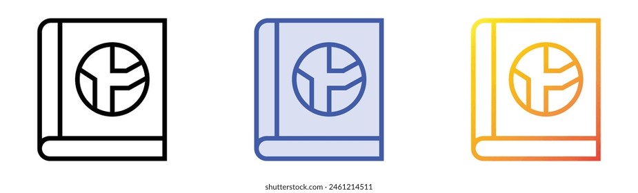 earth icon. Linear, Blue Fill and Gradient Style Design Isolated On White Background