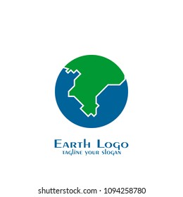 Earth icon logo, globe vector graphic flat design.