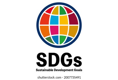 Earth icon, logo with prescribed colors for SDGs and 17 goals