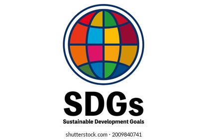 Earth icon, logo with prescribed colors for SDGs and 17 goals