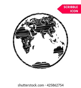 Earth icon. Logo. Scribble icon for you design.