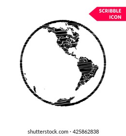 Earth icon. Logo. Scribble icon for you design.