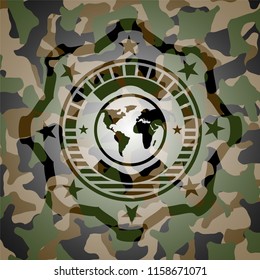 earth icon on camo pattern