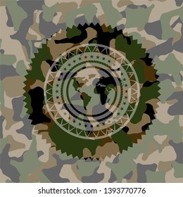 earth icon on camo pattern