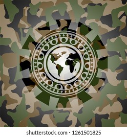 earth icon on camo texture