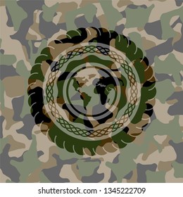 earth icon on camo texture