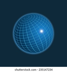 Earth icon on dark background, 3d illustration, vector, eps 10