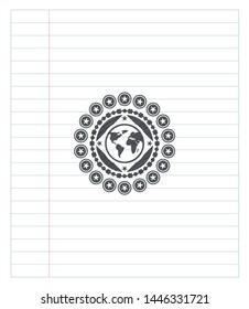 earth icon pencil effect. Vector Illustration. Detailed.