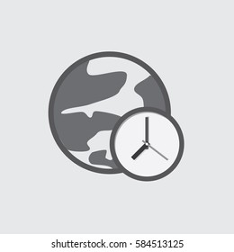 earth icon with a reminder. style flat design