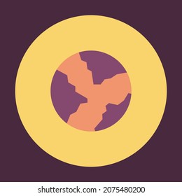 Earth Icon in Retro and Vintage Color Style.