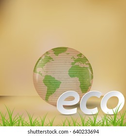 Earth icon from reuse paper with ecological and environment concept.Vector illustration.