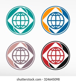 Earth icon.  Round color set. Web icon element.