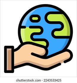 Earth Icon, Save The Planet Logo, Ecology Symbol.