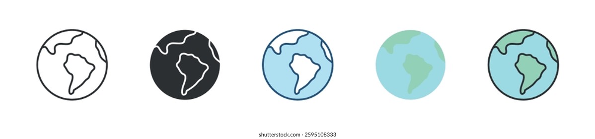Earth Icon Set Multiple Style Collection