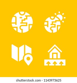 earth icon set with planet earth, global warming and geothermal energy vector icons for web and graphic design
