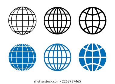 Earth icon set. Sphere vector icon.