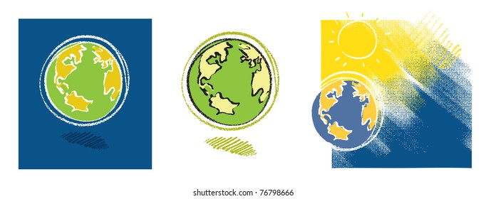 Earth icon - set of three
