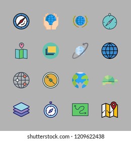 earth icon set. vector set about layers, compass, map and turtle icons set.