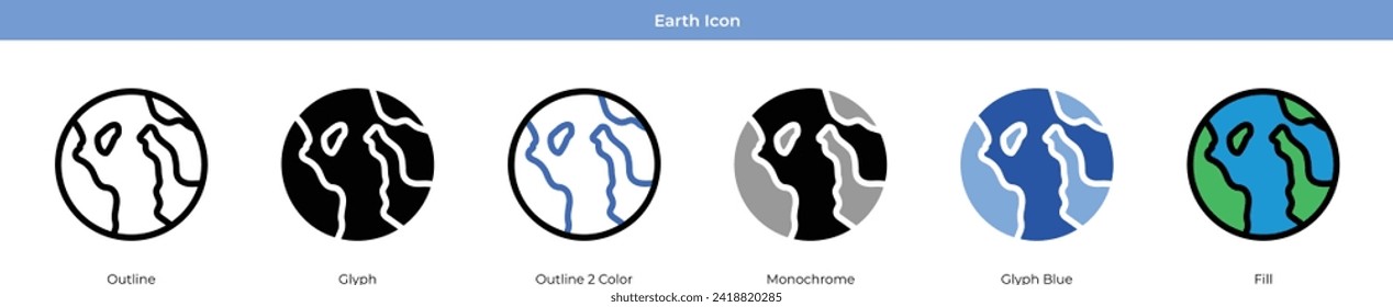 Earth Icon Set Vector Design