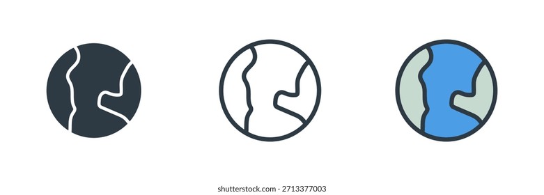 earth icon set vector illustration. line, glyph, color symbol isolated on white background