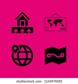 earth icon set with worldwide, map and geothermal energy vector icons for web and graphic design