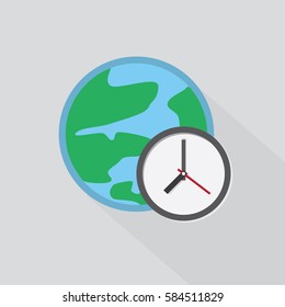 earth icon with the shadow. with a reminder.