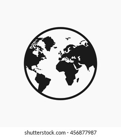 Earth icon / sign in flat style isolated. Earth globe symbol for your web site, logo, app, UI design. Internet browser icon vector illustration.