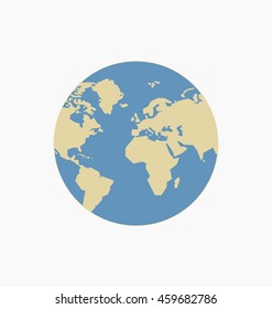Earth icon / sign in flat style isolated. Earth globe symbol for your web site, logo, app, UI design. Vector illustration.