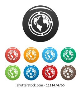 Earth icon. Simple illustration of earth vector icons set color isolated on white