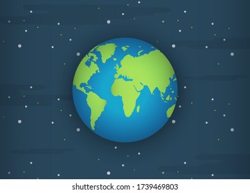 Earth icon symbol with stars. environment, planet, ecology concept