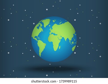 Earth icon symbol with stars. environment, planet, ecology concept