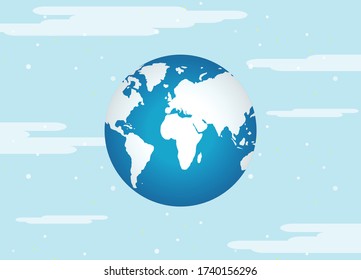 Earth icon symbol with stars. environment, planet, ecology concept