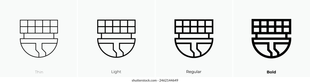 icono de la tierra. Diseño de estilo fino, ligero, regular y audaz aislado sobre fondo blanco